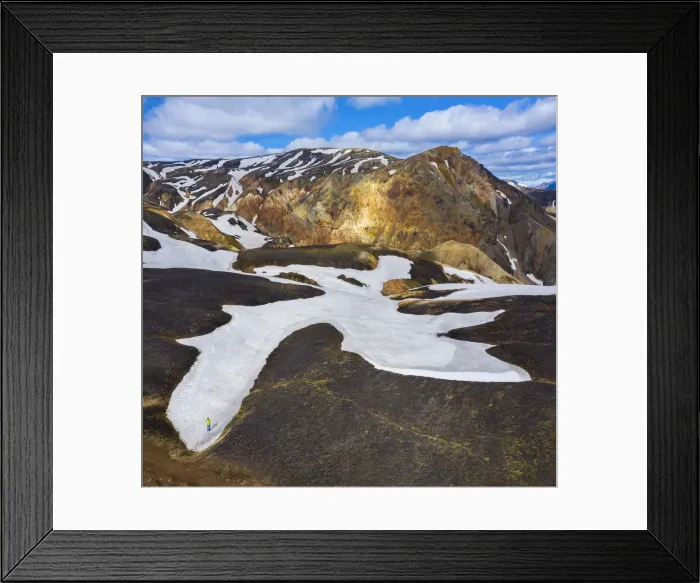 Framed Print : a man that observes Landmannalaugar mountains during summer, Landmannalaugar, Highlands Framed Print : a man that observes Landmannalaugar mountains during summer, Landmannalaugar, Highlands