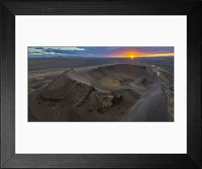 Framed Print : A crater near Myvatn at sunset during summer, Norourland eystra, Iceland Framed Print : A crater near Myvatn at sunset during summer, Norourland eystra, Iceland