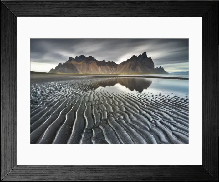 Framed Print : Vestrahorn and black sand beach during summer, Stokksnes peninsula, Hofn, Austurland Framed Print : Vestrahorn and black sand beach during summer, Stokksnes peninsula, Hofn, Austurland