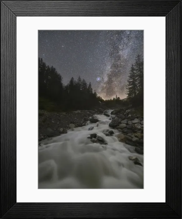 Framed Print : Milkyway and stars at Dora di Veny river during summer, Val Veny, La Visaille, Courmayeur, Valle D‚AoAosta, Italy Framed Print : Milkyway and stars at Dora di Veny river during summer, Val Veny, La Visaille, Courmayeur, Valle D‚AoAosta, Italy