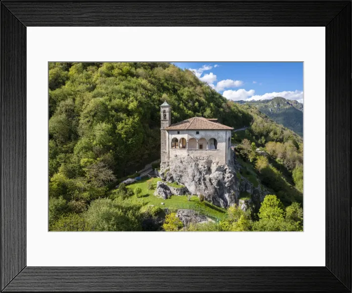 Framed Print : San Patrizio sanctuary on a hill overlooking Casnigo and Valle Seriana Framed Print : San Patrizio sanctuary on a hill overlooking Casnigo and Valle Seriana