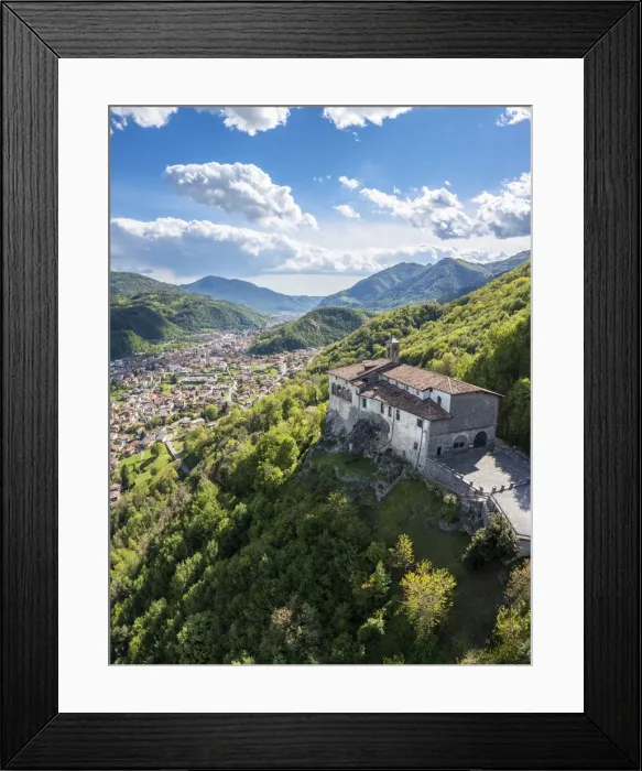 Framed Print : San Patrizio sanctuary on a hill overlooking Casnigo and Valle Seriana Framed Print : San Patrizio sanctuary on a hill overlooking Casnigo and Valle Seriana