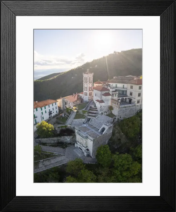 Framed Print : Santa Maria del Monte sanctuary during a spring sunset. Sacro Monte di Varese, Varese Framed Print : Santa Maria del Monte sanctuary during a spring sunset. Sacro Monte di Varese, Varese