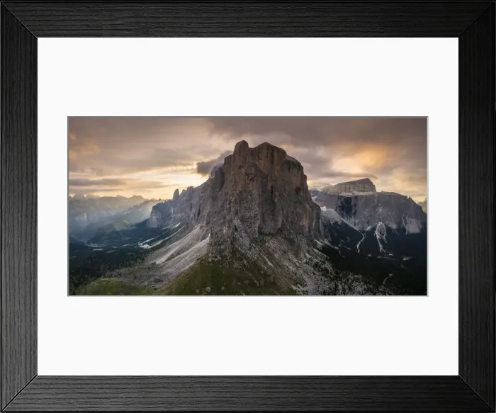 Framed Print : Sella Towers group during a summer sunrise from Sella Pass. Gardena Valley, Dolomiti, Unesco World Heritage Site, Bolzano district, Trentino Alto Adige, Italy
