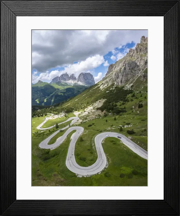 Framed Print : winding road of the Pordoi Pass during a summer day. Fassa Valley, Dolomiti, Canazei Framed Print : winding road of the Pordoi Pass during a summer day. Fassa Valley, Dolomiti, Canazei