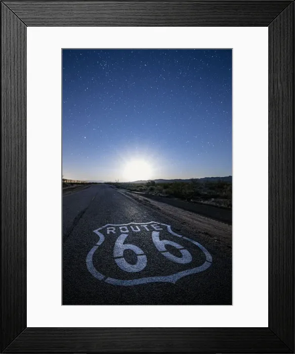Framed Print : USA, California, Mojave Desert: moon rising on the Historic Route 66 Framed Print : USA, California, Mojave Desert: moon rising on the Historic Route 66