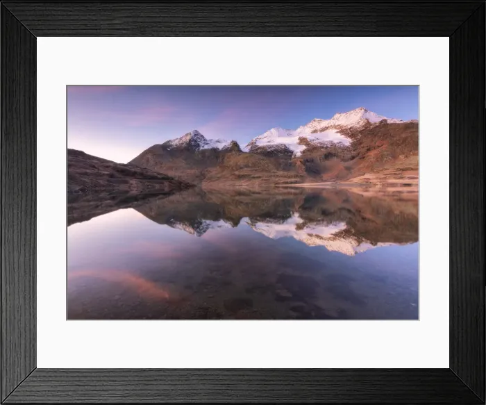 Framed Print : White lake at dawn in Bernina pass Graubunden, Switzerland Framed Print : White lake at dawn in Bernina pass Graubunden, Switzerland