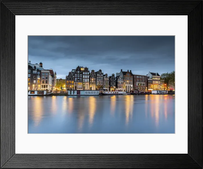 Framed Print : Dancing Houses, Amstel, Amsterdam, Netherlands Framed Print : Dancing Houses, Amstel, Amsterdam, Netherlands