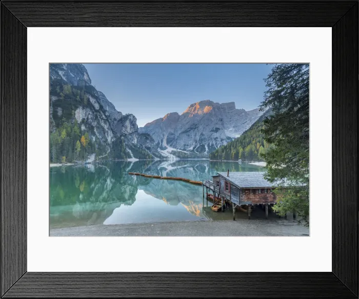 Framed Print : Braies Lake in Braies Valley, Bolzano Province, Trentino Alto Adige Region, Italy Framed Print : Braies Lake in Braies Valley, Bolzano Province, Trentino Alto Adige Region, Italy