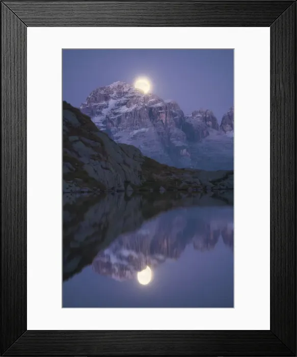 Framed Print : The nascent Moon on Cima GrostèMountain Framed Print : The nascent Moon on Cima GrostèMountain