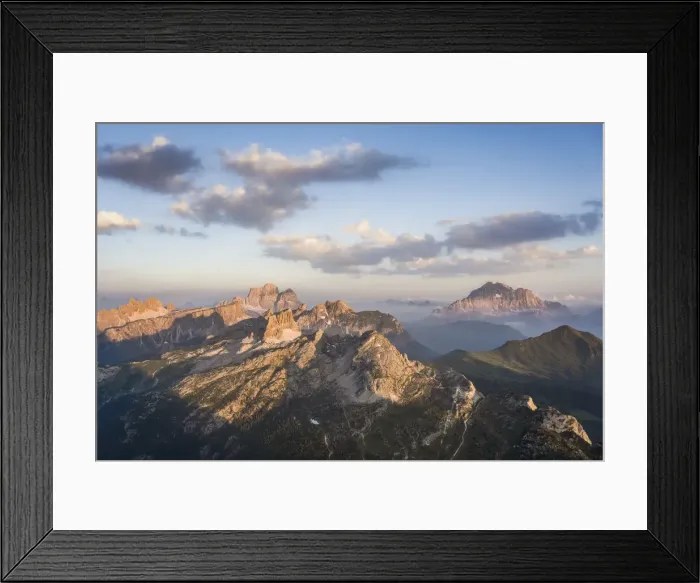 Framed Print : Lagazuoi, Croda da Lago, Lastoni di Formin, Cinque Torri, Civetta, Averau, Nuovolau