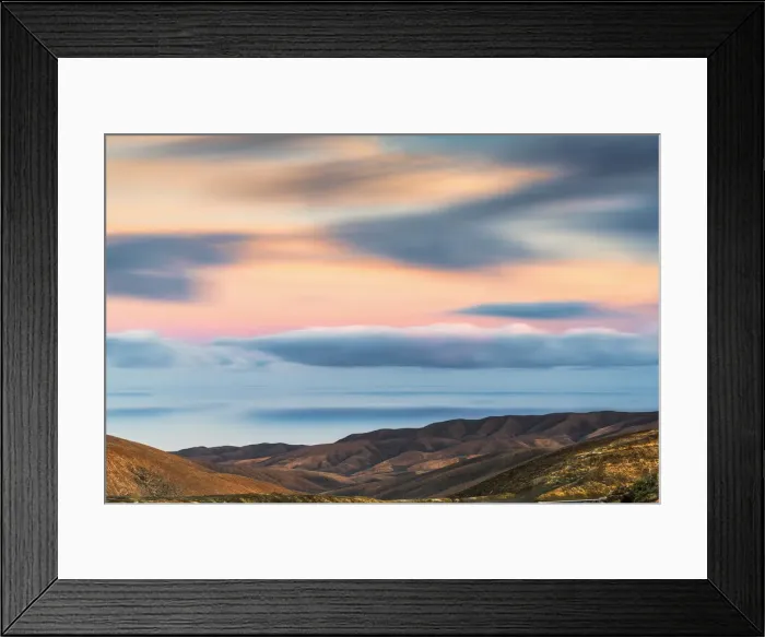 Framed Print : Sunrise over the desert landscape towards Playa de Garcey from Mirador Sicasumbre Framed Print : Sunrise over the desert landscape towards Playa de Garcey from Mirador Sicasumbre