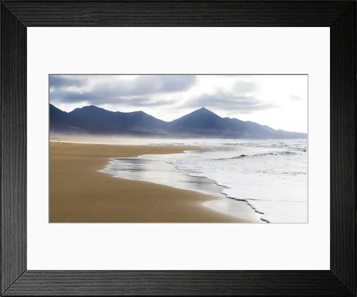 Framed Print : Waves crashing on Cofete Beach with mountains on background, Jandia peninsula Framed Print : Waves crashing on Cofete Beach with mountains on background, Jandia peninsula