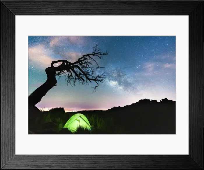 Framed Print : Tent of hiker at feet of Pico Ruivo mountain under Milky Way, Madeira, Portugal Framed Print : Tent of hiker at feet of Pico Ruivo mountain under Milky Way, Madeira, Portugal