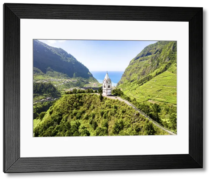 Framed Print : Capelinha de Nossa Senhora de Fatima clock tower surrounded by terraced fields Framed Print : Capelinha de Nossa Senhora de Fatima clock tower surrounded by terraced fields