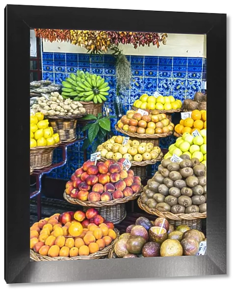 Exotic fruit in straw basket, Mercado dos Lavradores (Farmers Market), Funchal
