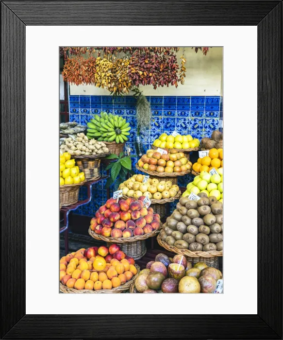Framed Print : Exotic fruit in straw basket, Mercado dos Lavradores (Farmers Market), Funchal Framed Print : Exotic fruit in straw basket, Mercado dos Lavradores (Farmers Market), Funchal