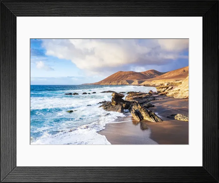 Framed Print : Sand beach Playa de la Solapa at sunset, Atlantic Ocean, Pajara, Fuerteventura Framed Print : Sand beach Playa de la Solapa at sunset, Atlantic Ocean, Pajara, Fuerteventura