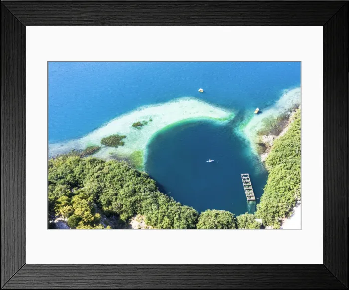 Framed Print : freshwater lake Kournas with the blue sea on background, Georgioupolis, Chania, Crete