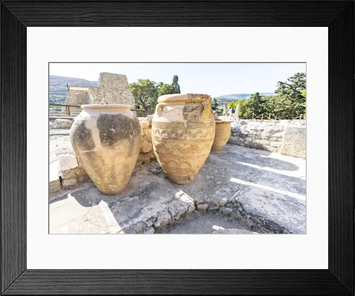 Framed Print : Decorated giant jars made with clay, Palace of Knossos, Heraklion, Crete, Greece Framed Print : Decorated giant jars made with clay, Palace of Knossos, Heraklion, Crete, Greece