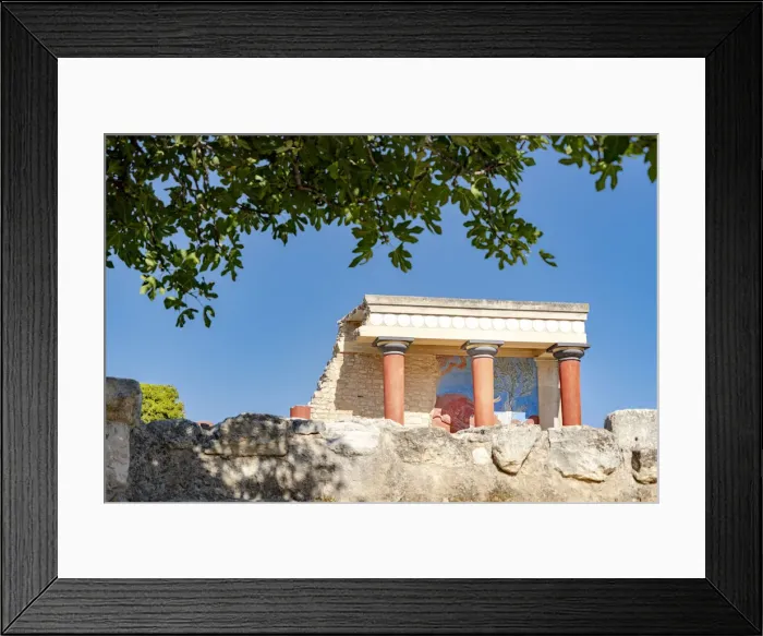 Framed Print : Colonnade in the north entrance of the Knossos Palace with bull fresco, Heraklion, Crete Framed Print : Colonnade in the north entrance of the Knossos Palace with bull fresco, Heraklion, Crete