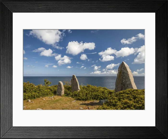 Framed Print : Stone monuments on the east coast of Bornholm, Denmark Framed Print : Stone monuments on the east coast of Bornholm, Denmark