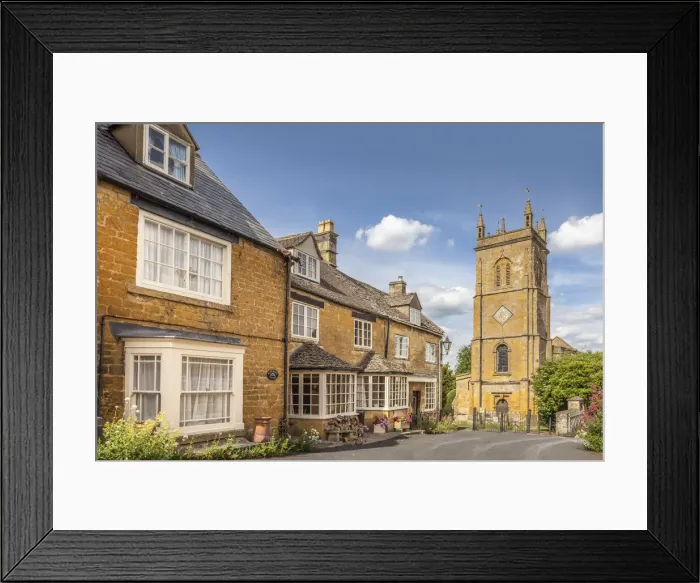 Framed Print : Church square in the village of Blockley, Cotswolds, Gloucestershire, England Framed Print : Church square in the village of Blockley, Cotswolds, Gloucestershire, England
