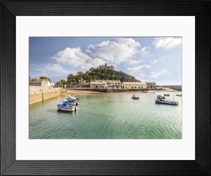 Framed Print : St. Michael`s Mount Harbor, Marazion, Cornwall, England Framed Print : St. Michael`s Mount Harbor, Marazion, Cornwall, England