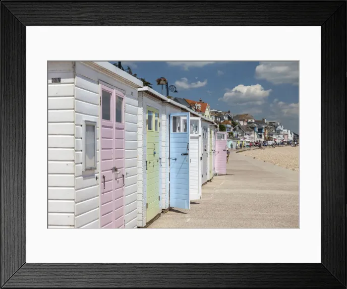 Framed Print : Beach huts in the seaside resort of Lyme Regis, Dorset, England Framed Print : Beach huts in the seaside resort of Lyme Regis, Dorset, England