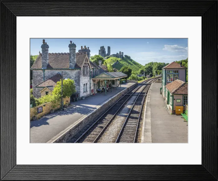 Framed Print : Historic train station at Corfe Castle, Dorset, England Framed Print : Historic train station at Corfe Castle, Dorset, England