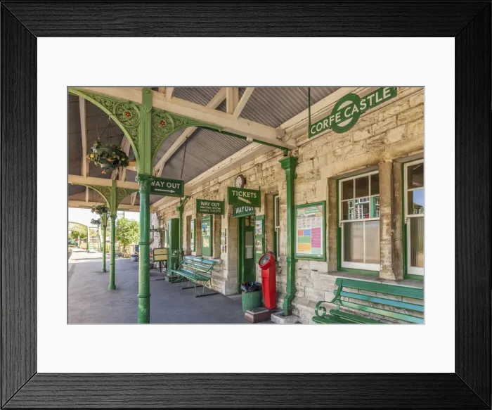 Framed Print : Old train station in the village of Corfe Castle, Dorset, England Framed Print : Old train station in the village of Corfe Castle, Dorset, England