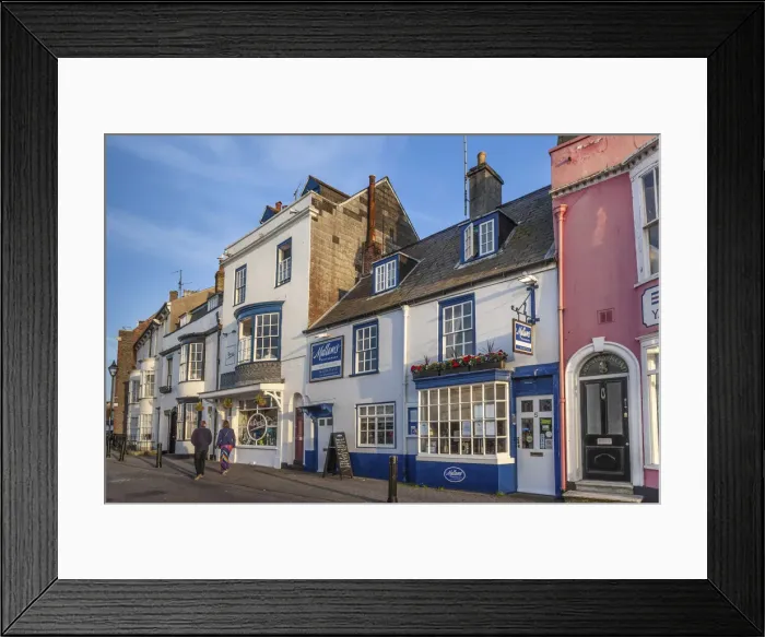 Framed Print : Historic shops in Weymouth, Dorset, England Framed Print : Historic shops in Weymouth, Dorset, England
