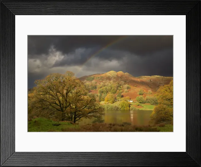 Framed Print : Rainbow over Loughrigg Fell in Autumn, Lake District National Park, Cumbria, England Framed Print : Rainbow over Loughrigg Fell in Autumn, Lake District National Park, Cumbria, England