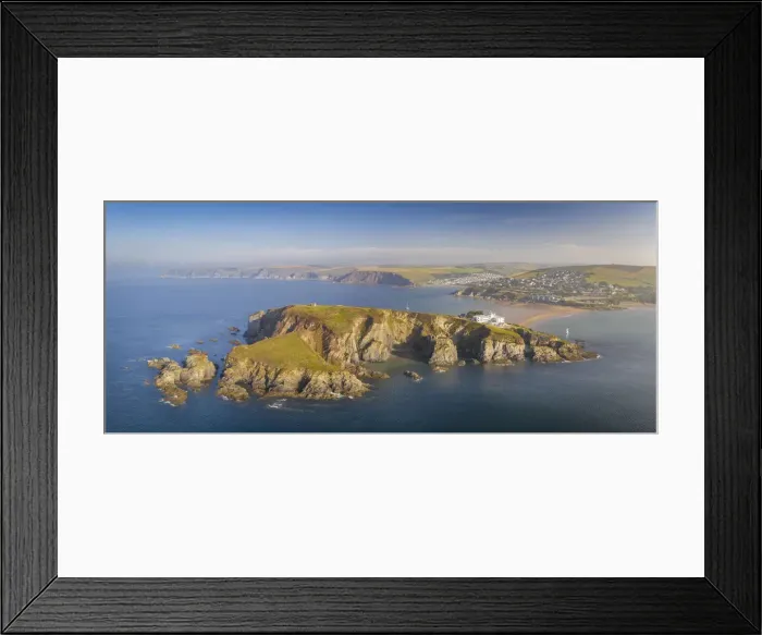 Framed Print : Aerial view of Burgh Island and hotel in the South Hams of Devon, England Framed Print : Aerial view of Burgh Island and hotel in the South Hams of Devon, England