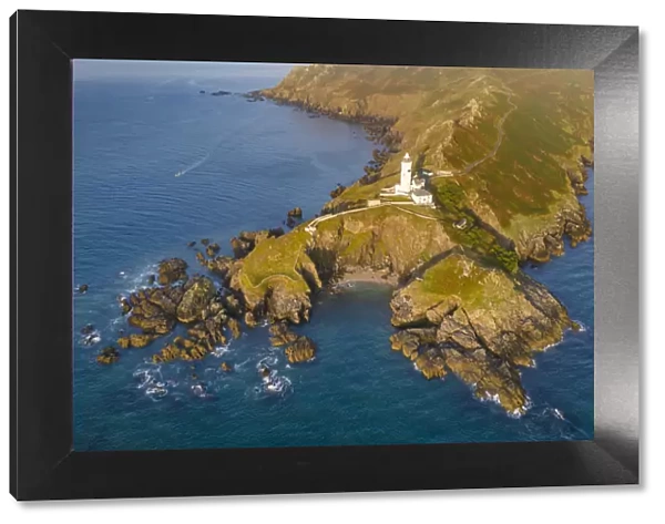 Aerial view of Start Point and lighthouse, South Hams, Devon, England