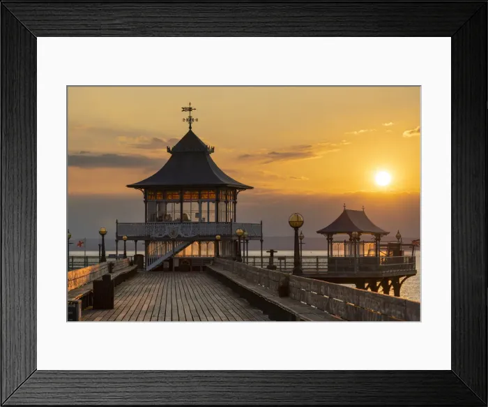 Framed Print : Clevedon Pier at sunset, Clevedon, Somerset, England. Summer (July) 2019 Framed Print : Clevedon Pier at sunset, Clevedon, Somerset, England. Summer (July) 2019
