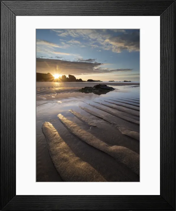 Framed Print : Sunset over the sandy beach at Porthcothan Bay, Cornwall, England. Autumn (October) 2019 Framed Print : Sunset over the sandy beach at Porthcothan Bay, Cornwall, England. Autumn (October) 2019