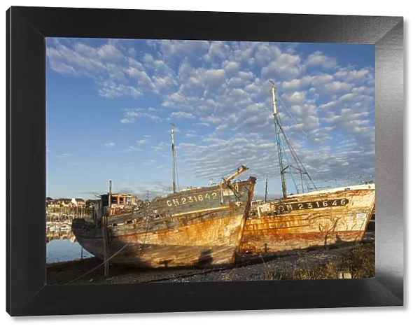 Shipwrecks in Camaret sur Mer harbour in Crozon peninsula, Brittany, France