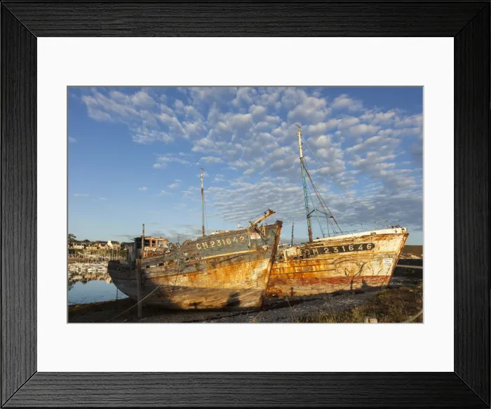 Framed Print : Shipwrecks in Camaret sur Mer harbour in Crozon peninsula, Brittany, France Framed Print : Shipwrecks in Camaret sur Mer harbour in Crozon peninsula, Brittany, France