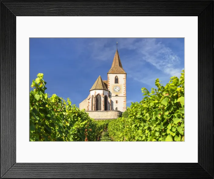 Framed Print : Fortified church of Saint Jacques, Hunawihr, Alsace, Alsatian Wine Route, Haut-Rhin