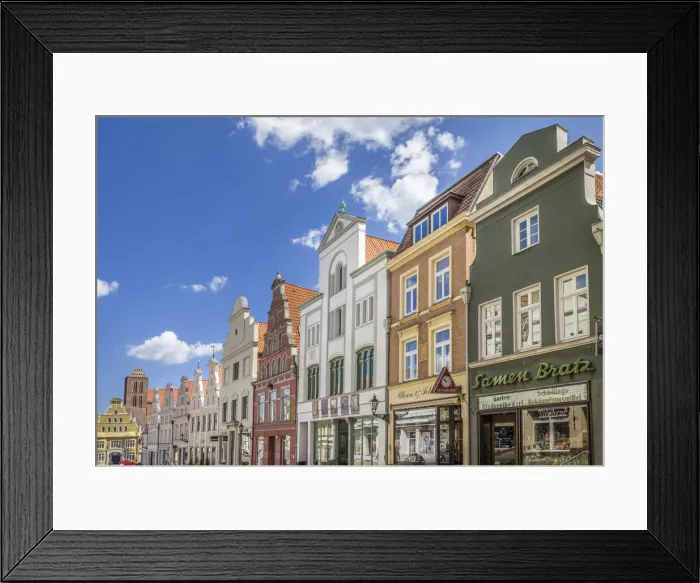 Framed Print : Old town of Wismar, Mecklenburg-Western Pomerania, Northern Germany, Germany