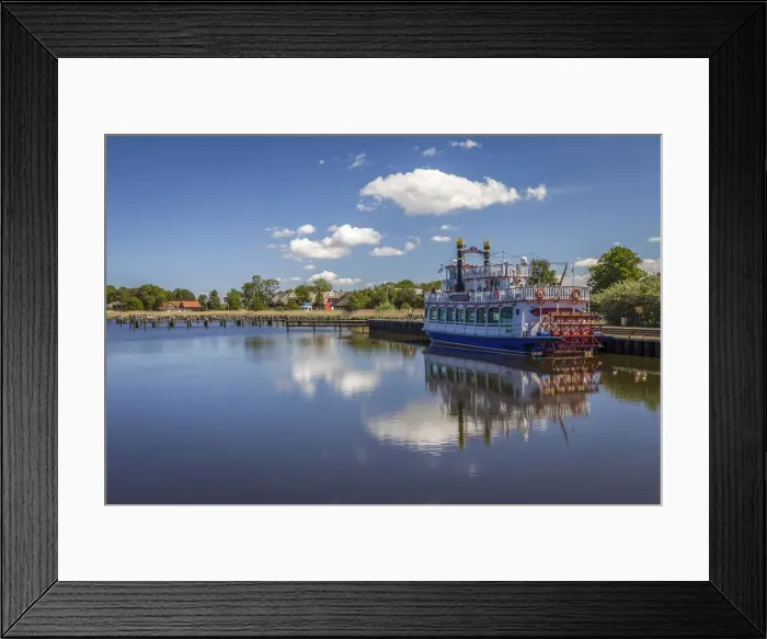 Framed Print : Paddle steamer in the port of Prerow, Mecklenburg-Western Pomerania, Northern Germany Framed Print : Paddle steamer in the port of Prerow, Mecklenburg-Western Pomerania, Northern Germany