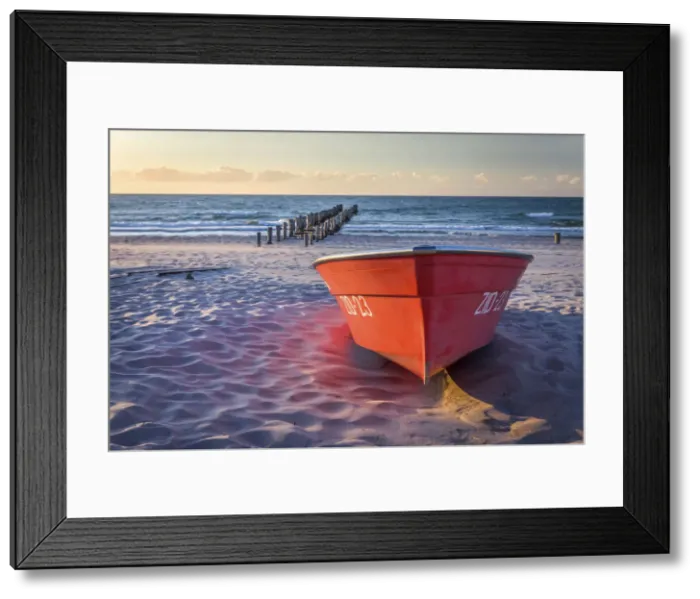Framed Print : Red boat on the beach of Zingst, Mecklenburg-Western Pomerania, Northern Germany, Germany Framed Print : Red boat on the beach of Zingst, Mecklenburg-Western Pomerania, Northern Germany, Germany