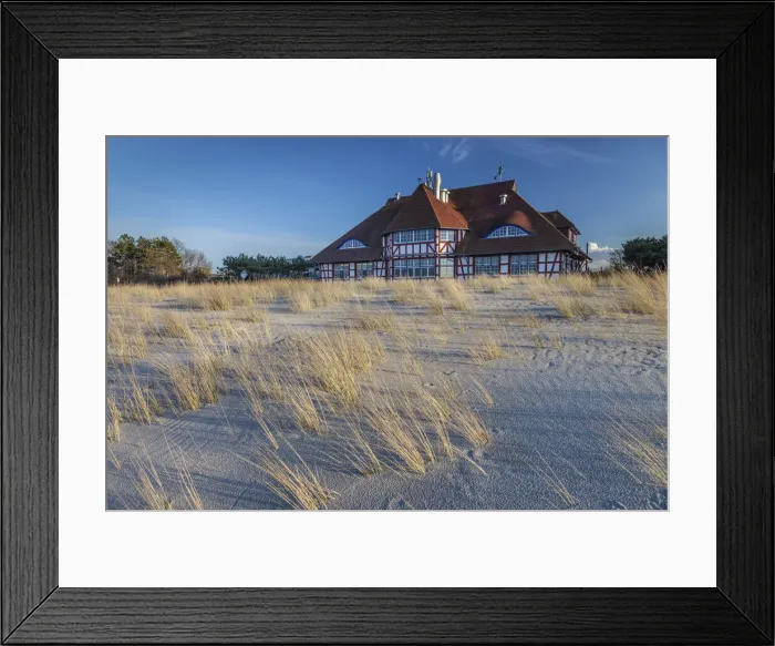 Framed Print : Beach, dunes and Kurhaus Zingst, Mecklenburg-Western Pomerania, Northern Germany, Germany Framed Print : Beach, dunes and Kurhaus Zingst, Mecklenburg-Western Pomerania, Northern Germany, Germany