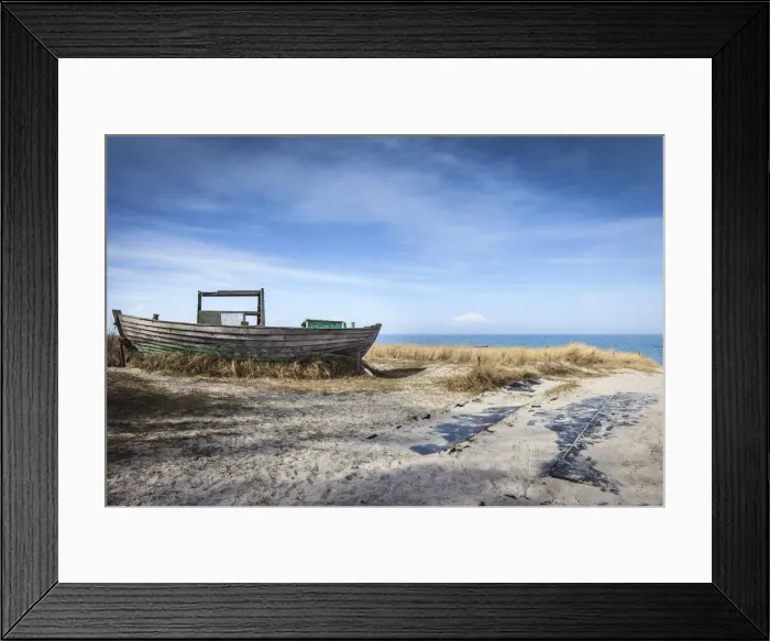Framed Print : Wreck of a fishing boat on the beach of Zingst, Mecklenburg-Western Pomerania Framed Print : Wreck of a fishing boat on the beach of Zingst, Mecklenburg-Western Pomerania