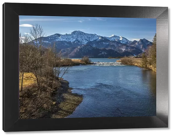 Stream mouth of the Loisach into the Lake Kochel, Kochel am See, Upper Bavaria, Bavaria