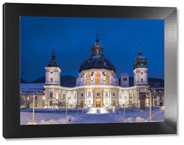Basilica of the Assumption of the Assumption of the Benedictine Abbey Ettal at the blue