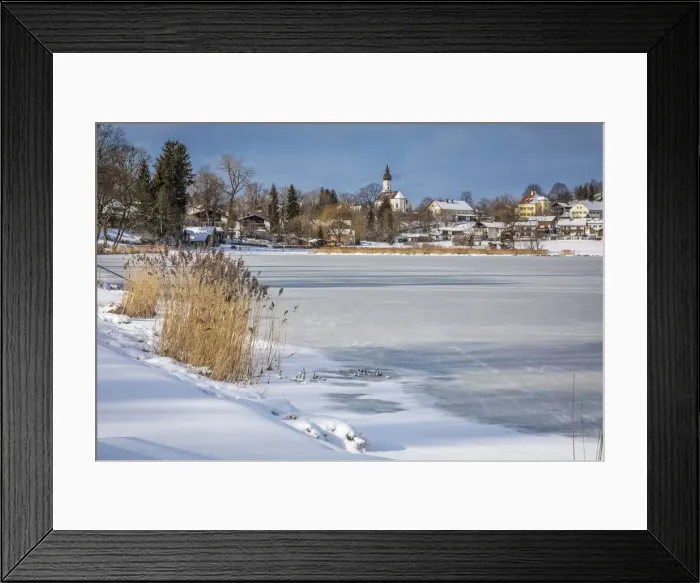 Framed Print : Path on the shore of the frozen Lake Bayersoien, Bad Bayersoien, Upper Bavaria, Bavaria Framed Print : Path on the shore of the frozen Lake Bayersoien, Bad Bayersoien, Upper Bavaria, Bavaria