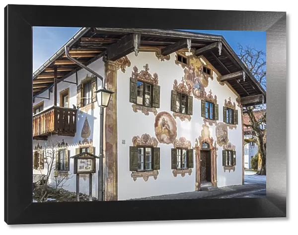 Historic house with traditional facacde painting in Unterammergau, Upper Bavaria, Bavaria