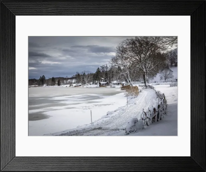 Framed Print : Path on the shore of the frozen Lake Bayersoien, Bad Bayersoien, Upper Bavaria, Bavaria Framed Print : Path on the shore of the frozen Lake Bayersoien, Bad Bayersoien, Upper Bavaria, Bavaria